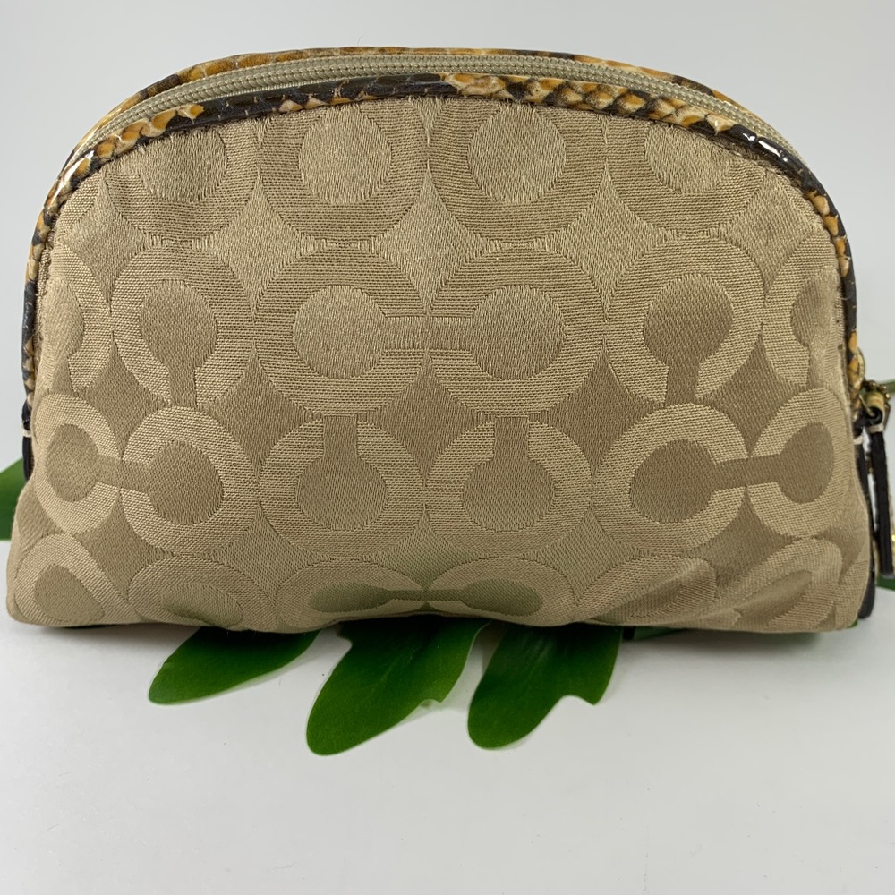 Coach Domed Fabric Makeup Bag with Python Accent - Picture 2 of 12